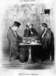 Quand le crime ne donne pas, tiré de « Gens de Justice », série de caricatures sur la Justice par Honoré Daumier (1808-1879). « Charivari »
