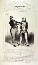 Illustrations sur les idées et légendes Philipon sous le titre Les Cent et Robert Macaire