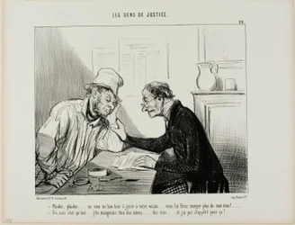 "- Sue him.....sue him..... Ce serait un bon tour à jouer à votre voisin... ça lui boufferait toutes ses économies, au moins 100 écus.... - Oui mais il faudrait aussi que je mange dans mes économies et je n