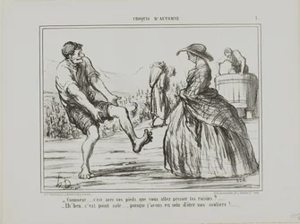 "- Quoi  tu presses le raisin avec tes pieds ... - Bien sûr, et ce n