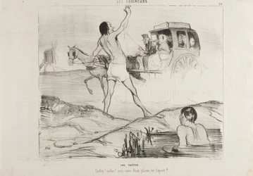 Une blague pratique. "Chauffeur ! Chauffeur ! Vous avez encore deux places dans la section des lapins ", planche 24 des Baigneurs
