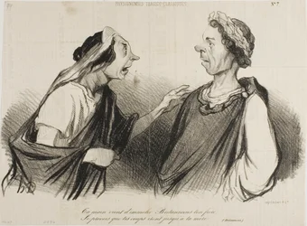 "Ta main vient tuer Britannicus, ton frère. Je prévois que tes coups atteindront bientôt ta mère", planche 7 des Physionomies Tragico-Classiques.