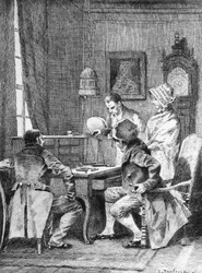 Illustration par Edouard Toudouze (1848-1907) pour Le Contrat de mariage, roman de Honoré de Balzac (1799-1850) de la collection intitulée La Comédie Humaine, publié en 1902, Paris