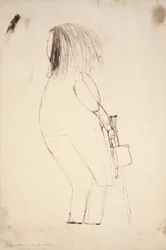 Autoportrait avec chapeau et canne