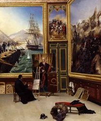 Frère Philippe copiant le portrait du marquis de Fontanes au musée de Versailles
