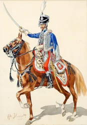 Hussard russe levant son sabre