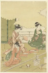 Femmes dans une chambre en plein air