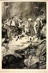 La reddition du capitaine Pearson à John Paul Jones sur le pont du Bonhomme Richard en 1779