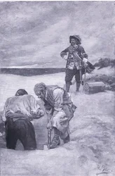 Kidd à Gardiners Island, de Howard Pyles Book of Pirates publié par Harper & Bros, 1921