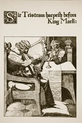 Sir Tristram jouant de la harpe devant le roi Marc, illustration de 