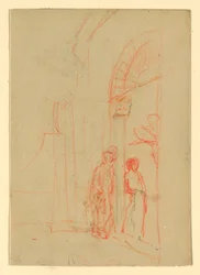 Croquis : À une porte