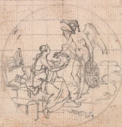 Design pour une médaille : Figure de Britannia (?) et Fortune (?) ou Victoire (?)