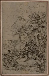 Étude pour une vignette dans "Les Amours de Mirtil" de Fontenelle (attr.), Canto IV