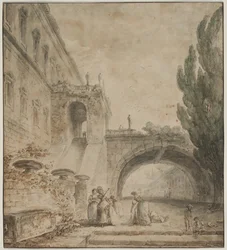 Un palais avec un pont voûté (Une villa romaine)