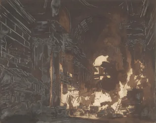 Blanchisseuses dans une galerie en ruine, vers 1760