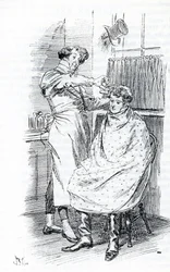 Franz Churchill se faisant couper les cheveux