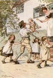 Le Père dont le retour est salué par de jeunes voix