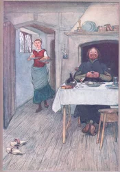 Il y a des pommes et du fromage à venir (illustration de Les Joyeuses Commères de Windsor)