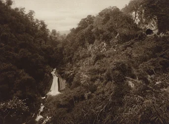 Mexique : Atoyac, Salto de agua (photo n/b)