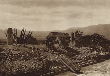 Mexique : Ruines de Mitla, Etat de Oaxaca (photo n/b)