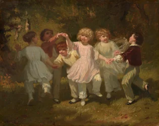 Enfants jouant dans un parc, vers 1860 (huile sur toile)