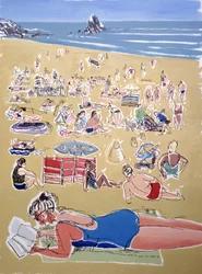 Baigneurs, plage de Broadhaven, Dyfed