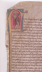 Initiale historiée au début de La Saga des deux apôtres Jean et Jacques, de Codex Scardensis, c.1360