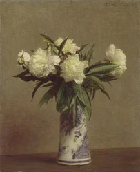 Pivoines dans un vase bleu et blanc, 1872
