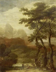 Paysage avec chasseurs