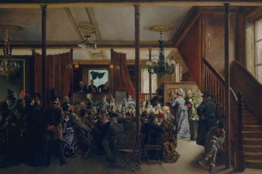 Vente aux enchères à Clinton Hall, New York, 1876