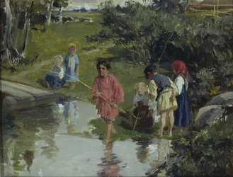 Enfants pêchant, 1882