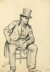Homme assis, bras appuyé sur sa jambe, c. 1872-1875
