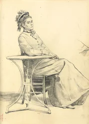 Femme assise à une table de café, vers 1872-1875