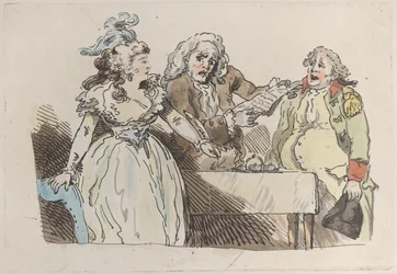 Une jeune héritière se prépare à signer un document, 1780-1800