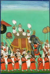 Raja de Jodhpur chevauchant un éléphant, vers 1780