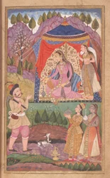Folio 138 Farhad raconte ses aventures à la princesse Shirin, du Khusrau et Shirin, École Deccani, 1722
