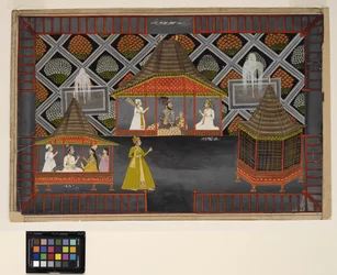 Un nawab et ses fils dans un pavillon de jardin, vers 1770