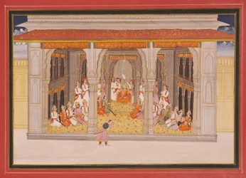 Un roi au durbar dans un pavillon