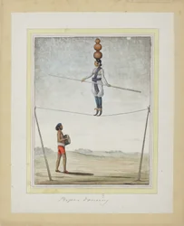 Acrobate sur une corde raide, batteur en dessous, c.1820