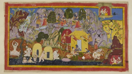 Pendant ce temps, tout est paisible avec les exilés dans leur demeure sur la montagne Citrakuta. Rama en montre les beautés à Sita - les nombreuses variétés de beaux arbres et d