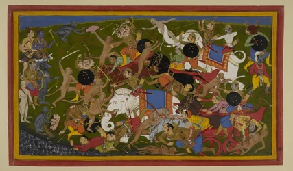 Aṅgada, Nīla et Hanumān vainquent les proches de Rāvaṇa lors d
