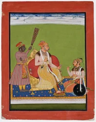 Bhao Singh intronisé avec un noble à ses pieds
