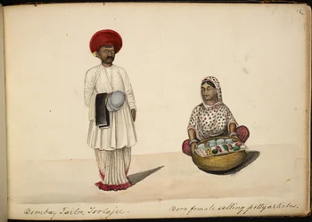 Tailleur de Bombay; Femme colporteur Bohori