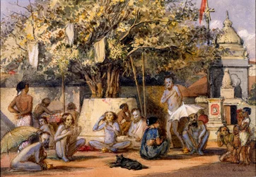 Byragis, mendiants religieux hindous se préparant pour un festival, Beach Candy, Bombay