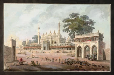 Chandi Chauk et la mosquée de Munny Begum, Murshidabad, c.1795