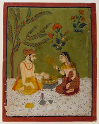 Couple assis sous un arbre, c.1700