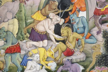 (détail) Démons dans un paysage sauvage