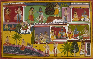 Durvasa et la Mort rendent visite à Rāma, puis Lakṣmaṇa médite près du Sarayu et est emmené au ciel par Indra.