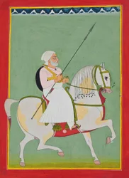 Portrait équestre de Durgadas Rathore, vers 1800