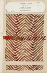 Échantillon de turban en coton fin de Jeypoor au Rajpootana, de The Collection of the Textile Manufacturers of India, par John Forbes Watson, publié en 1866